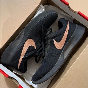 Nike Black Sneakers with Rose Gold Swoosh